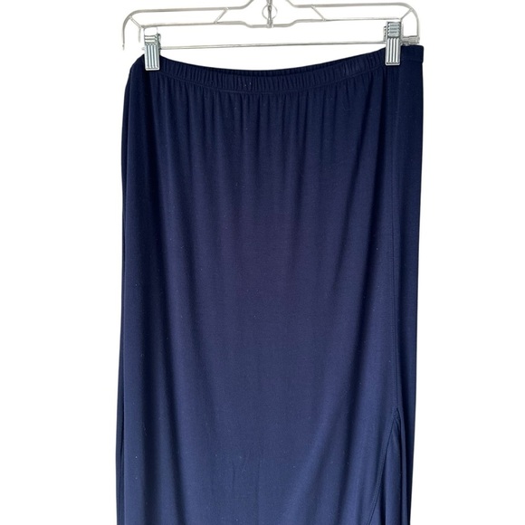 Max Studio Navy Blue Ruffle Tiered Maxi Skirt, Small - Picture 3 of 8